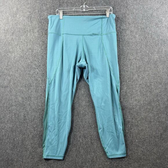 Athleta Lightning Leggings Women’s 1X Teal Green Cropped Athletic - Picture 1 of 11